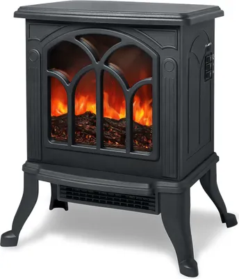 Zdjęcie produktu dla LZQ kominek elektryczny kominek elektryczny z efektem płomienia piec grzejnik LED 750W/1500W kominek stojący grzejnik czarny