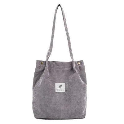 Produktbild von ALSTER HERZ® Damen Kordsamt Schultertasche, Henkeltasche, Shopper Stofftasche für Alltag, A0308 Grau