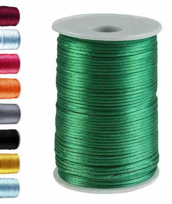 90m Satinschnur Ø2mm, 100% Polyester grasgrün