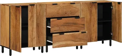 Productafbeelding van vidaXL Dressoir, 3 stuks, bruin, 60 x 33 x 75 cm, massief acaciahout