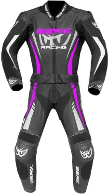 Produktbild von Berik Monles 2-Teiler Damen Motorrad Lederkombi, schwarz/weiß/pink, 48