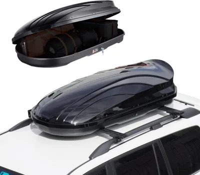Produktbild von VEVOR Auto Dachbox Dachkoffer Aufbewahrungsbox 340 L, ABS-Hartschalen Dachgepäckträger Aufbewahrungsbox mit beidseitiger Öffnung und 2 verstärkten Gurten, Gepäckaufbewahrungsbox für Kombi, SUVs