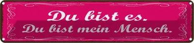 Produktbild von vianmo Blechschild 10x46 cm Du bist es mein Mensch Spruch Zitat