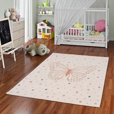 Produktbild von Kinder Teppich Happy Kids Schmetterling Creme, Größe:120x170 cm