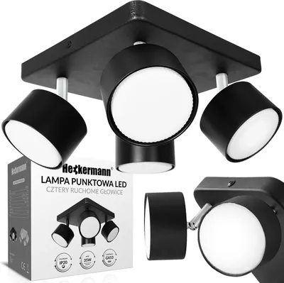 Zdjęcie produktu dla Lampa punktowa LED Heckermann 8795318A Czarna 4x głowica