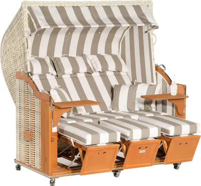 Produktbild von Sonnenpartner Classic 3-Sitzer Strandkorb Halbliegemodell Ostsee antikweiß/grau