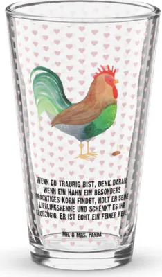 Produktbild von Mr. & Mrs. Panda Glas Hahn Korn - Transparent - Geschenk, Bierglas, Natur, Bauernhof, Henne, Tumbler, Eier, Longdrinkglas, Wasserglas, Cocktailglas