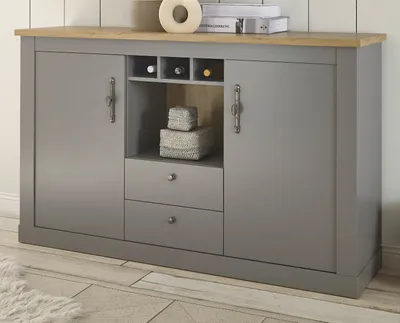 Produktbild von Sideboard "Rideau" in grau und Eiche Landhaus Kommode 166 x 100 cm