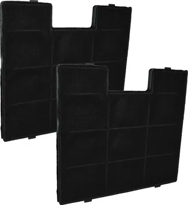 Two black carbon filters are shown against a white background.