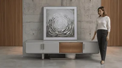 Obrázok produktu pre Biela nízka televízna komoda, moderný štýl, nízka komoda