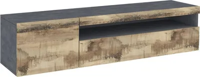 Produktbild von Fernsehschrank Dbele, Niedriges Sideboard für Wohnzimmer, Sockel für TV-Möbel, 100 %  Italy, cm 150x40h37, Schiefer und Ahorn