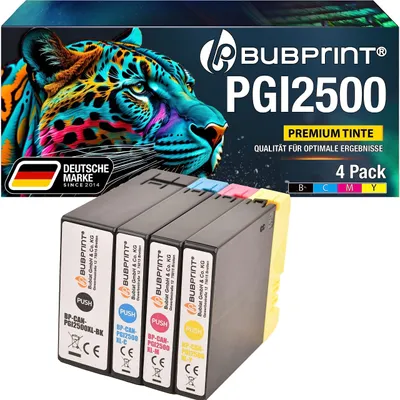 Produktbild von Bubprint 4 Druckerpatronen kompatibel mit Canon PGI-2500XL (BK/C/M/Y)