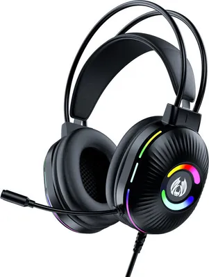 Produktbild von Gaming Headsets mit Mikrofon, kabelgebundene Kopfhörer mit Geräuschunterdrückung und Cartoon-Katzenohren, 7.1 Surround Sound, Schwarz