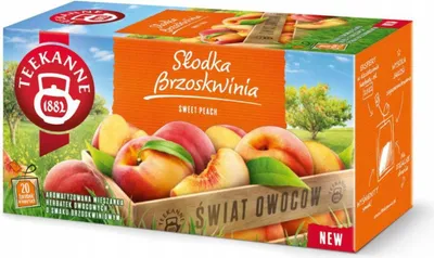 Obrázok produktu pre Čajová kanvica Broskyňový čaj 20 čajových vrecúšok – sladká ovocná čajová zmes so stéviou 45 g