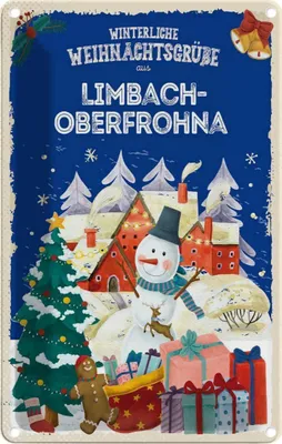 Obrázek produktu pro vianmo Kovová Nástěnná cedule 20x30 cm Weihnachtsgrüße LIMBACH-OBERFROHNA