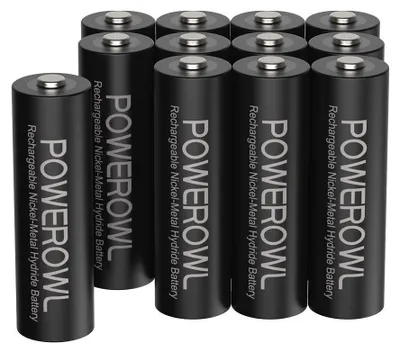 Produktbild von POWEROWL AA Akku 2800mAh Wiederaufladbar Batterien AA 12 Stück (Geringe Selbstentladung, 1200 Zyklen) 1.2v NI-MH Akku AA Batterien