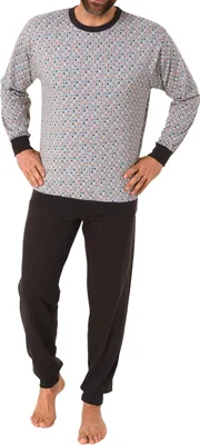Produktbild von Eleganter Herren Schlafanzug langarm mit Bündchen in edler Minimal-Optik - 112 101 10 710 ; grau , 54