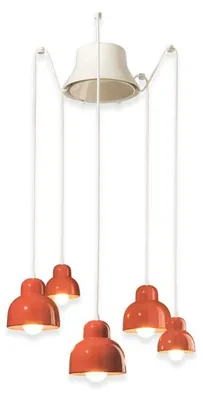 Zdjęcie produktu dla Żyrandol Deco Vintage Berimbau Ceramiczny Pomarańczowy Pokè 3 Światła E27
