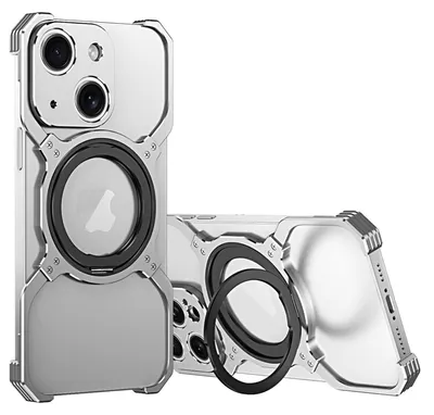 Obrázek produktu pro Pro Apple iPhone 15 kovový rámeček Magsafe kryt Design Silver Shell