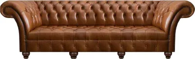 Image de Chesterfield Canapé en cuir marron Salon Designer Canapé quatre places