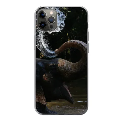 Produktbild von MuchoWow® Handyhülle Schutzhülle Hülle für iPhone 12 Pro Max Elefant - Wasser - Rüssel - Tiere - Natur Silikon Softcase Handy Hülle - Hartschale