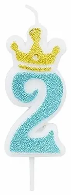 Zdjęcie produktu dla Świeczka 2 niebieska 6,8cm PARTY GO