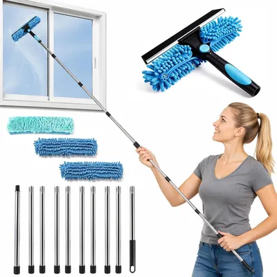 Produktbild von Teleskopischer Fensterreiniger 2-in-1 mit Silikonabzieher