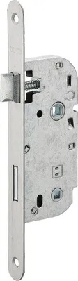 Image de Boitier de serrure encastrable à condamnation pour porte de salle bain ou toilettes, axe 40mm, bouts ronds, inox - THIRARD
