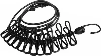 Produktbild von Tragbare elastische winddichte Trocknungskleiderkleiderkleiderlinie mit 12 Clips-Schwarz