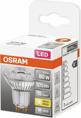 Obrázok produktu pre Osram STAR, 6,9 W, 80 W, GU10, 575 lm, 15000 h, Teplá biela