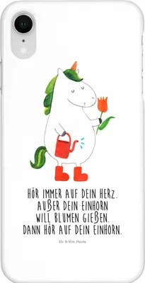 Produktbild von Mr. & Mrs. Panda Iphone XR Handyhülle Einhorn Gärtner - Weiß - Geschenk, Luftballon, Unicorn, Premium Kunststoff, Garten, Freude, Blume, Gießkanne, Handy Case