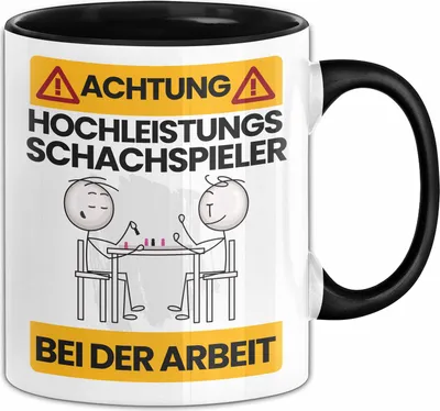 Produktbild von Schachspieler Tasse Geschenk Lustiger Spruch Geschenkidee für Schachspieler Achtung Hochleistungs Schachspieler Bei Der Arbeit (Schwarz)