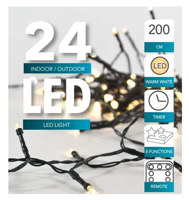 Image de Guirlande lumineuse à LED 24 LED - 200 cm / Minuterie / Télécommande