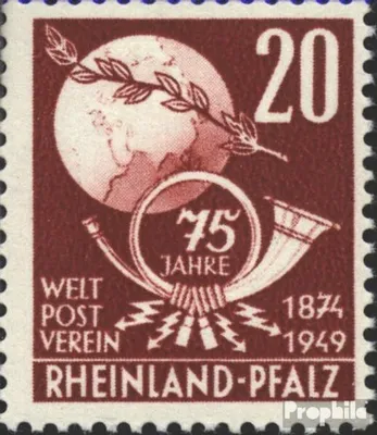Produktbild von Briefmarken Franz. Zone-Rheinland Pfalz 1949 Mi 51 postfrisch 75 Jahre Weltpostverein