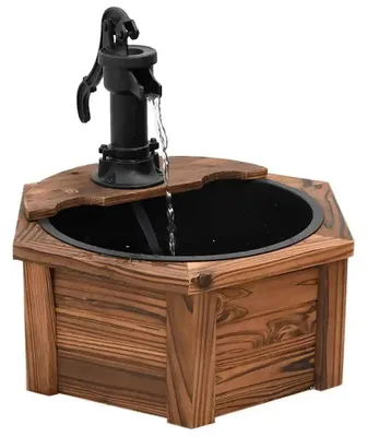 Produktbild von Wasserbrunnen - Gartenbrunnen mit Pumpe - Massives Tannenholz - 57 x 57 x 53 cm