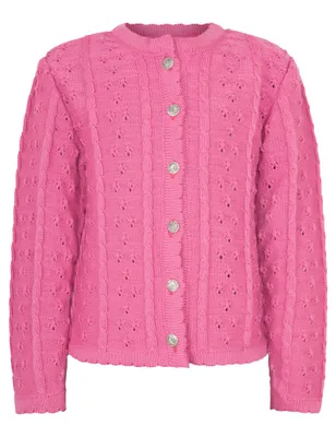 Produktbild von Isar-Trachten Kinder Strickjacke "Leonie" Ajourmuster 47063 | Pink Größe: 140