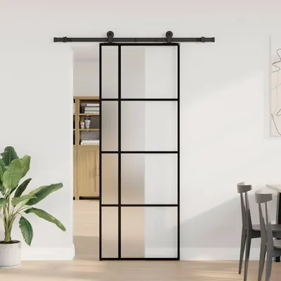 Produktbild von vidaXL Schiebetür mit Beschlag 76x205 cm ESG-Glas & Aluminium