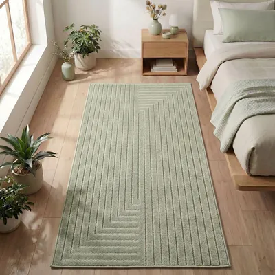 Image de Carpetsale24 Tapis d’Extérieur Design Boho Moderne Effet 3D Résistant aux UV Idéal pour Terrasse Salon et Cuisine, Taille: 80x150 cm