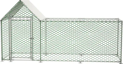 Image de Poulailler Enclos extérieur Argent 3x1x1,5 m avec serrure de sécurité et toit PE imperméable, enclos métallique pour petits animaux
