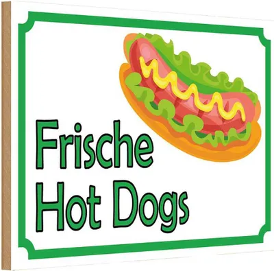 Produktbild von vianmo Holzschild 20x30 cm frische Hot Dogs Restaurant Essen Trinken