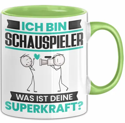 Produktbild von Schauspieler Tasse Geschenk für Schauspieler Geburtstag Lustiger Spruch Kaffee-Becher Was Ist Deine Superkraft (Grün)