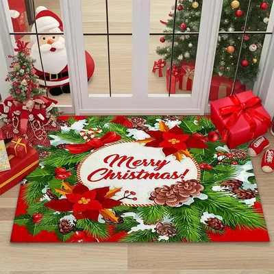 Produktbild von Weihnachten Fu?matte, Weihnachtsmatten, Weihnachtsteppich Matten, Weihnachten Home Tš¹r Fu?matten, Rutschfest Waschbar Weihnachtsteppich, Fu?abtreter fš¹r Wohnzimmer Schlafzimmer Badezimmer Kš¹che