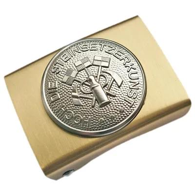 Produktbild von Koppelschloss Steinsetzer und Pflasterer Handwerk und Zunft – golden/silbern - für Meister - für 4,5 cm breite Koppelgürtel