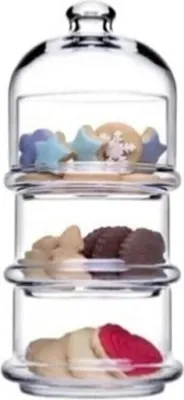 Obrázek produktu pro PASABAHCE Patisserie Basic Set 3 stohovatelné nádoby s kopulí, sklo, průhledné