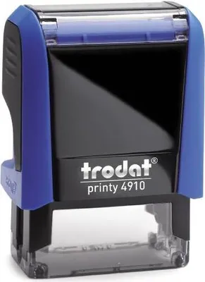 Produktbild von Printy 4910 inkl. Stempelplatte mit Ihrem Wunschtext , blaues Gehäuse