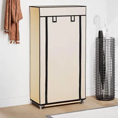 Produktbild von vidaXL Schuhschrank mit Abdeckung Cremeweiß 58 x 28 x 106 cm Stoff