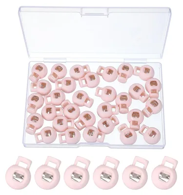Image de Butons de serrage pour cordons - 30 pièces, à œillet unique, avec ressort - Pour cordons, paracordes et lacets - Rose clair