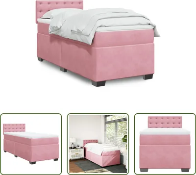 Produktbild von The Living Store Boxspringbett mit Matratze Rosa 100x200 cm Samt