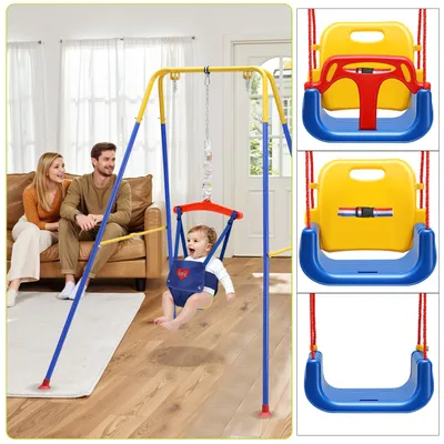 Produktbild von Faziango 4in1 Babyschaukel mit Gestell – Kinder Schaukel & Jumper ab 6 Monaten bis 10 Jahre, klappbar, stabil, bis 90 kg, für Garten & Indoor