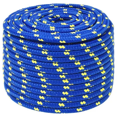 Zdjęcie produktu dla Lina poliestrowa do łodzi - pleciona lina cumownicza, średnica 14 mm, długość 100 m - wytrzymałość na rozciąganie 1275 kg - do zastosowań morskich i outdoorowych - kolor niebieski